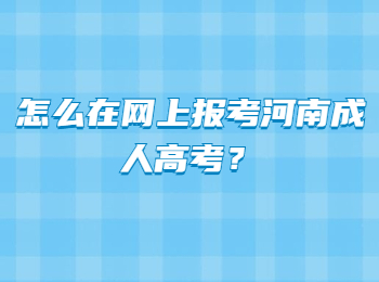 怎么在网上报考河南成人高考？