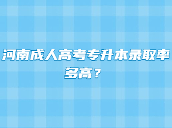 河南成人高考专升本录取率多高？